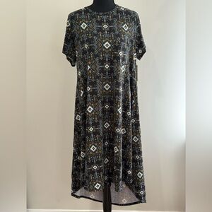 New LuLaRoe L “Carly” Geometric Patterned Dress w Stretch and Pocket 329